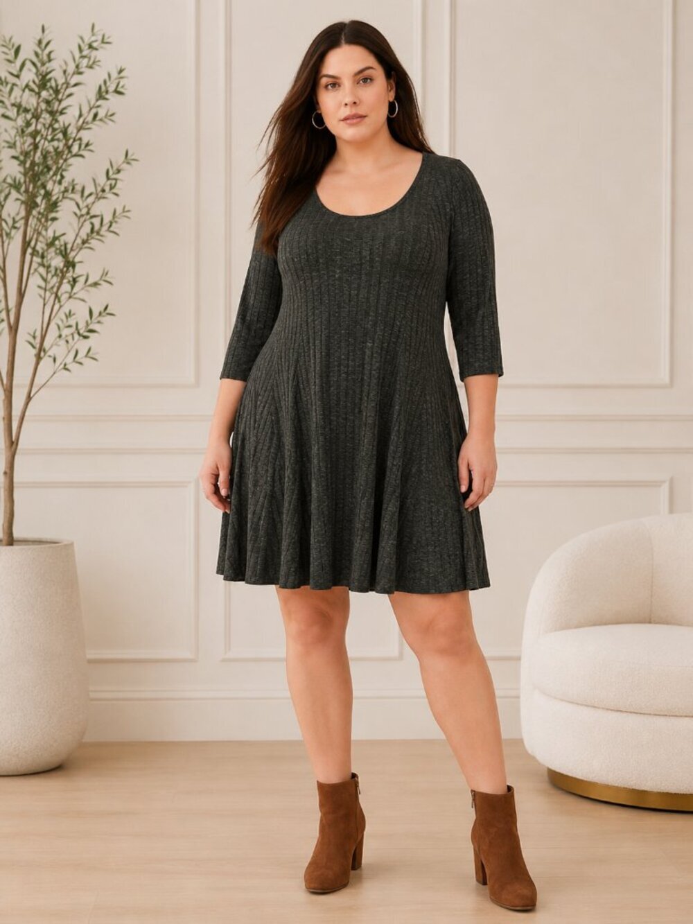 Torrid Mini Hacci Skater Dress Ribbed Deep Depths Plus Size 2